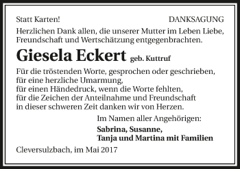 Traueranzeige von Gisela Eckert 