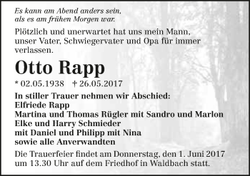 Traueranzeige von Otto Rapp 