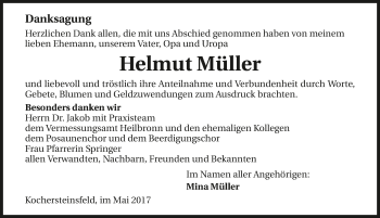 Traueranzeige von Helmut Müller
