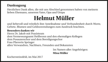 Traueranzeige von Helmut Müller 