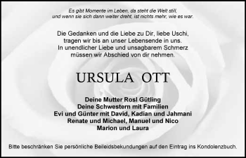 Traueranzeige von Ursula Ott 