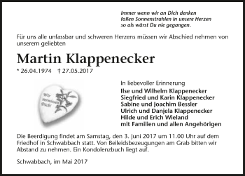 Traueranzeige von Martin Klappenecker 