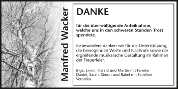 Traueranzeige von Manfred Wacker 
