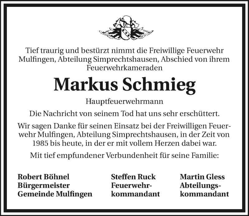 Traueranzeige für Markus Schmieg vom 30.05.2017 aus 