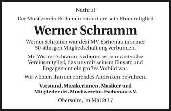 Traueranzeige von Werner Schramm 