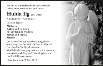 Traueranzeige von Hulda Ilg 