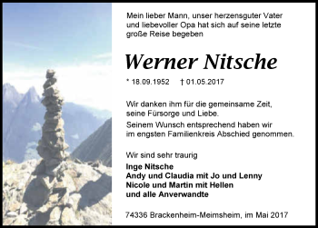 Traueranzeige von Werner Nitsche 