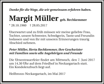 Traueranzeige von Margit Müller 