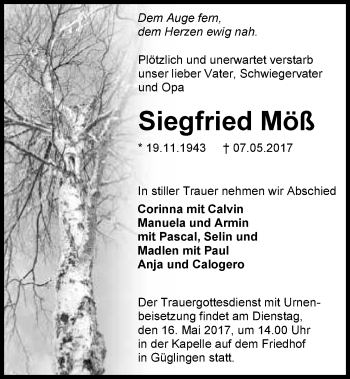 Traueranzeige von Siegfried Möß 