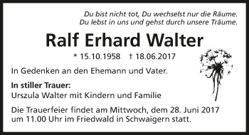Traueranzeige von Ralf Erhard Walter 