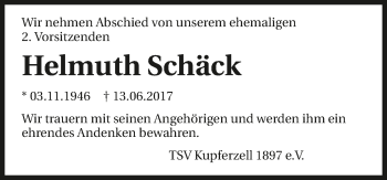 Traueranzeige von Helmuth Schäck 