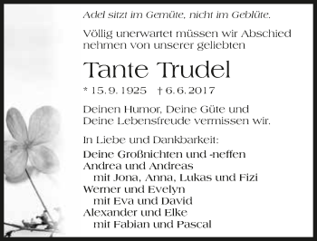 Traueranzeige von Gertrud Dausch 