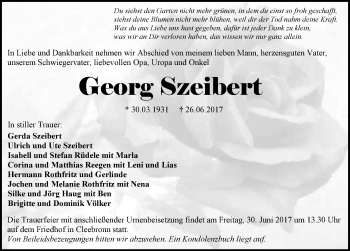 Traueranzeige von Georg Szeibert 