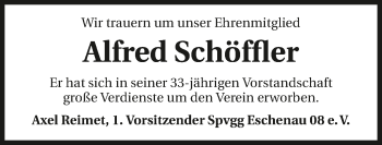 Traueranzeige von Alfred Schöffler 