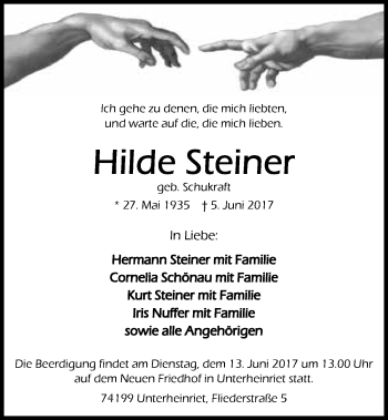 Traueranzeige von Hilda Steiner 
