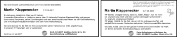 Traueranzeige von Martin Klappenecker 