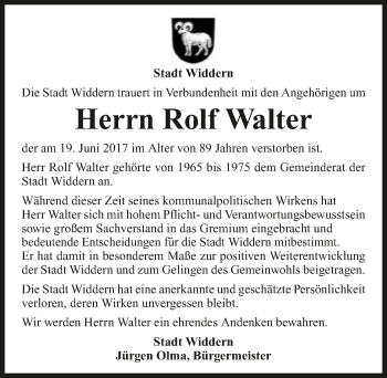 Traueranzeige von Rolf Walter 