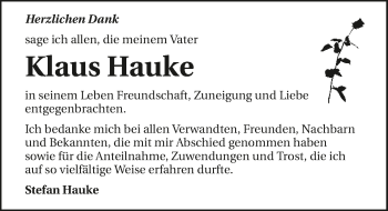 Traueranzeige von Klaus Hauke 