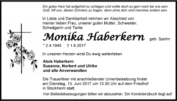 Traueranzeige von Monika Haberkern 
