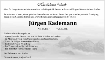 Traueranzeige von Jürgen Kademann 