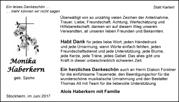 Traueranzeige von Monika Haberkern 