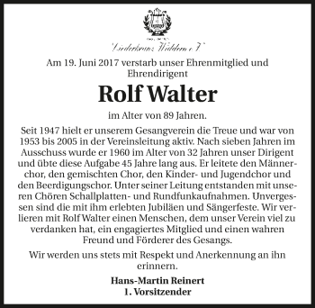 Traueranzeige von Rolf Walter 
