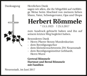 Traueranzeige von Herbert Römmele