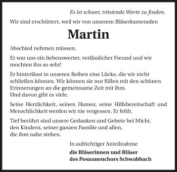 Traueranzeige von Martin Klappenecker 