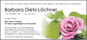 Traueranzeige von Barbara Dietz-Löchner 