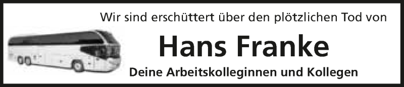  Traueranzeige für Hans Franke vom 24.06.2017 aus 