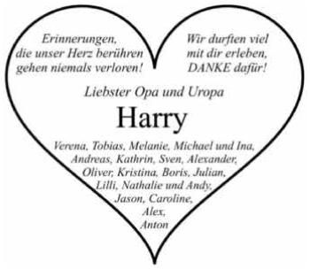 Traueranzeige von Harry Freiberger 