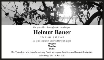 Traueranzeige von Helmut Bauer 