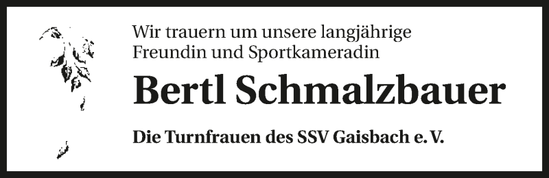  Traueranzeige für Bertl Schmalzbauer vom 06.07.2017 aus 