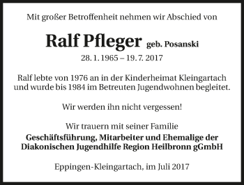Traueranzeige von Ralf Pfleger 