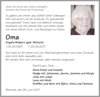 Traueranzeige von Angela Wolpert 