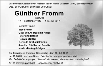 Traueranzeige von Günther Fromm 