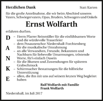 Traueranzeige von Ernst Wolfrath 