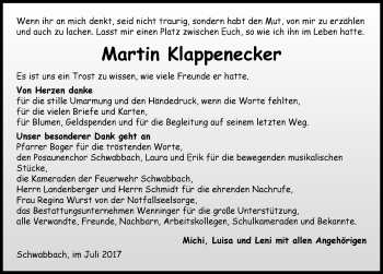 Traueranzeige von Martin Klappenecker 