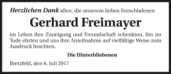 Traueranzeige von Gerhard Freimayer 