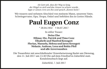 Traueranzeige von Paul Eugen Conz 