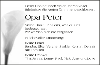 Traueranzeige von Peter Schelk 