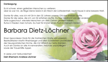 Traueranzeige von Barbara Dietz-Löchner 