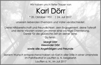 Traueranzeige von Karl Dörr 