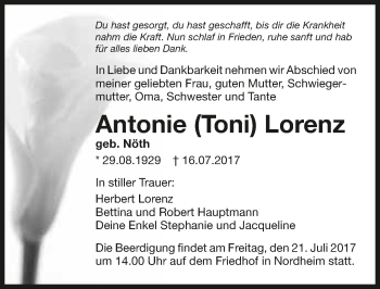 Traueranzeige von Antonie Lorenz 