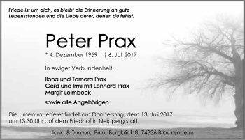 Traueranzeige von Peter Prax 