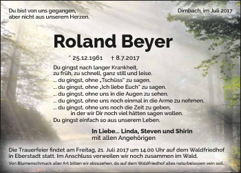 Traueranzeige von Roland Beyer 