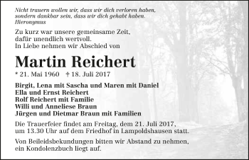 Traueranzeige von Martin Reichert 