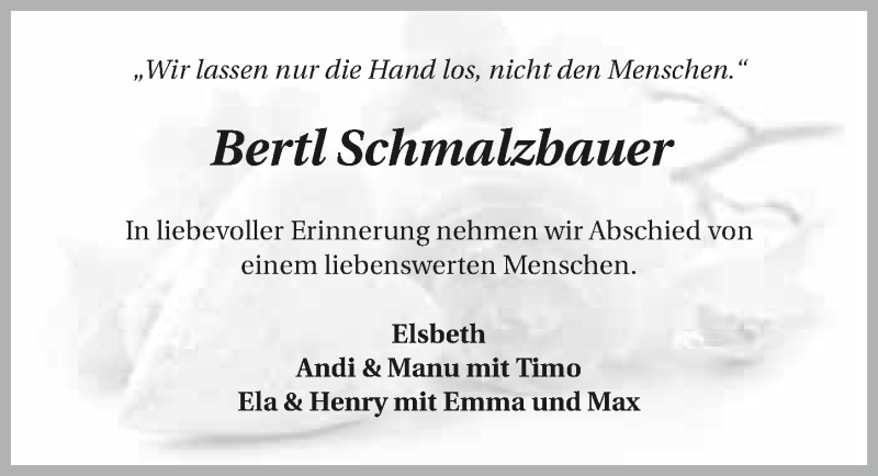  Traueranzeige für Bertl Schmalzbauer vom 06.07.2017 aus 