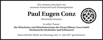Traueranzeige von Paul Eugen Conz 