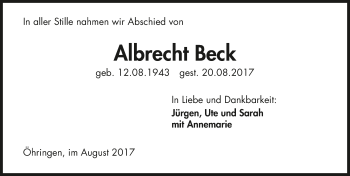 Traueranzeige von Albrecht Beck 